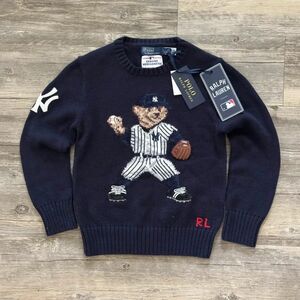 Polo Ralph Lauren New York Yankees NYC Polo Bear Knit Sweater Size 7 Kids